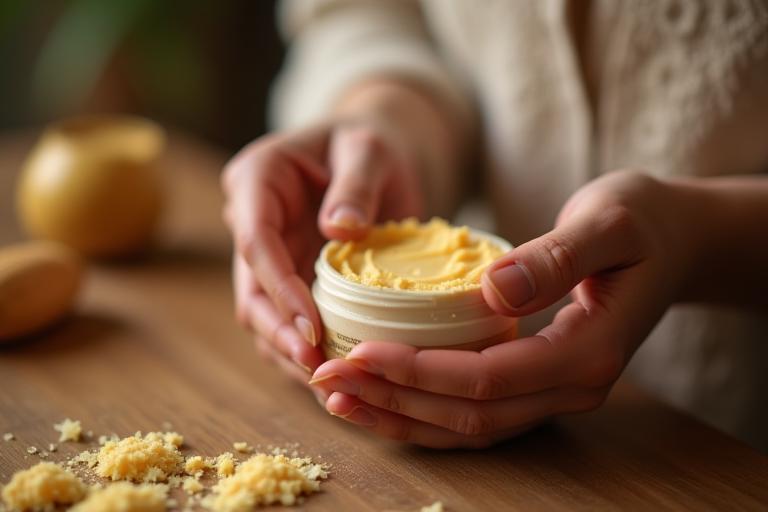 Hands crafting a handmade cosmetic product